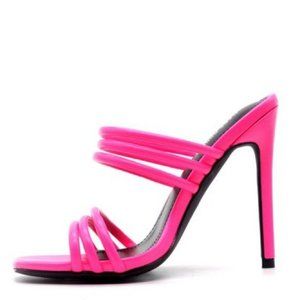 Hot Pink/Neon Pink Strappy Summer Stiletto High Heel Sandals Womens Size 6